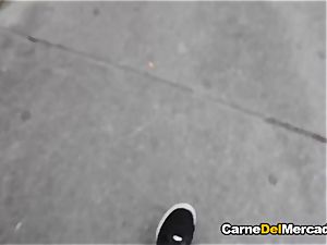 CarneDelMercado - ash-blonde Latina teen plumbed upside down